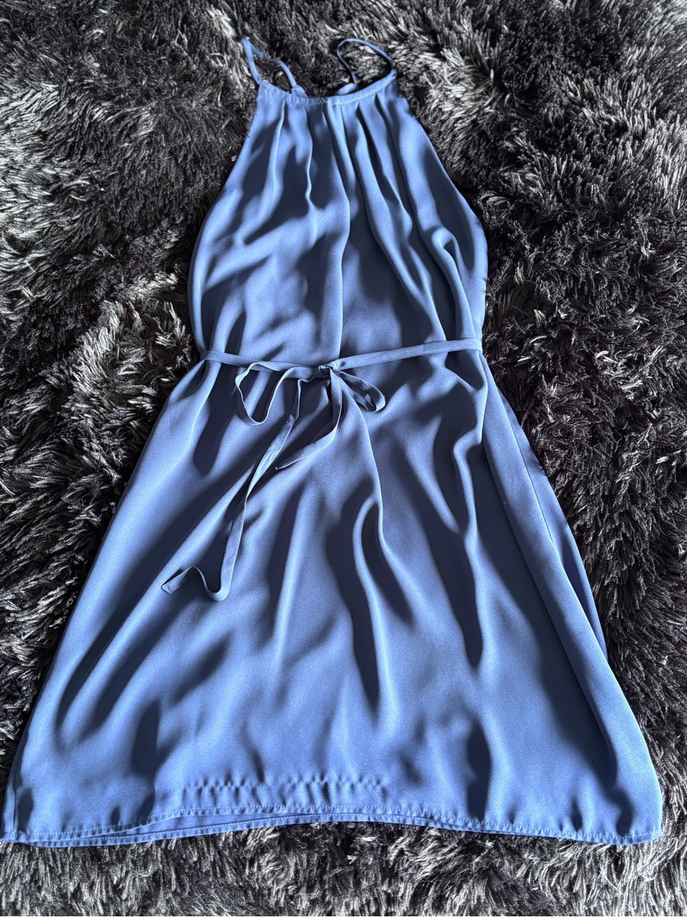 RW&CO. Periwinkle Blue Halter Tie-Waist Dress